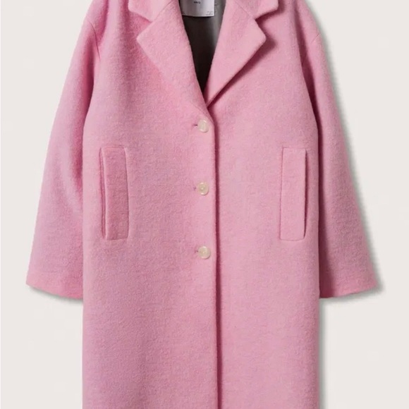 Mango Jackets & Blazers - MNG Mango Wool Blend Pink Coat Longline Oversized